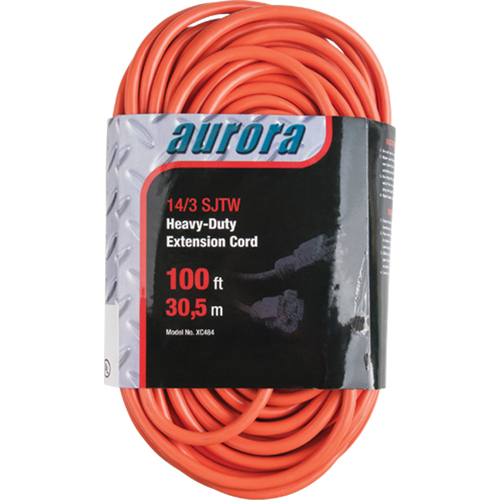 Vinyl Extension Cord, Outdoor, SJTW, 14/3 AWG, 13 A, 100' NTL Industrial