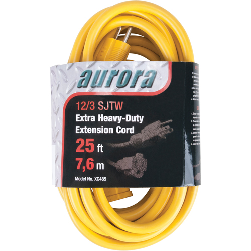 Vinyl Extension Cord, Outdoor, SJTW, 12/3 AWG, 15 A, 25' NTL Industrial