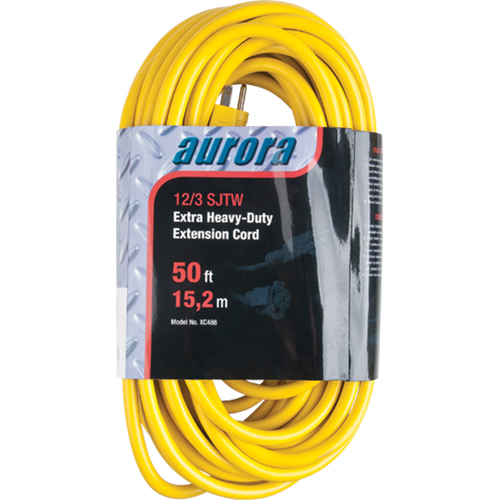 Vinyl Extension Cord, Outdoor, SJTW, 12/3 AWG, 15 A, 50' NTL Industrial