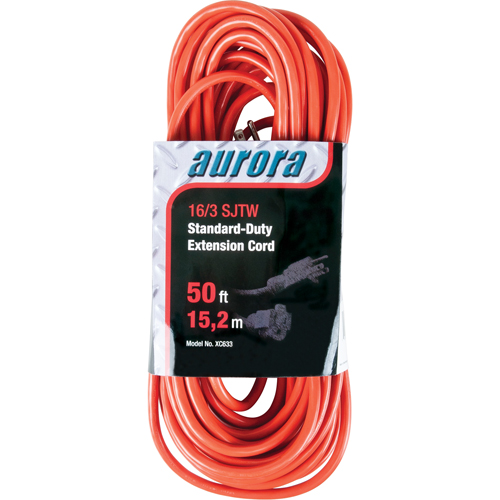 Extension Cord, Indoor/Outdoor, SJTW, 16/3 AWG, 13 A, 50' NTL Industrial