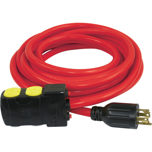 Rallonge pour g&eacute;n&eacute;ratrice avec remises en circuit, SJTW, AWG 10, 20 A, 4 prise(s), 25' NTL Industrial