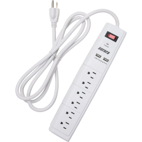 USB Charging Surge Protector, 6 Outlets, 1200 J, 1875 W, 6' Cord NTL Industrial