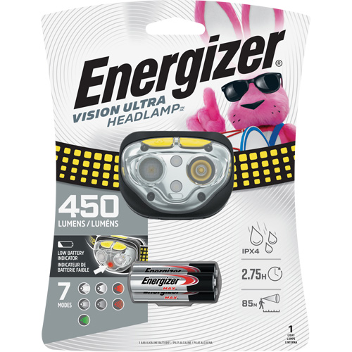 Vision Ultra Industrial Headlamp, LED, 450 Lumens, 2 Hrs. Run Time, AAA Batteries NTL Industrial