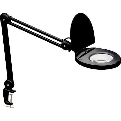 Adjustable Magnifier Lamp, 5 Diopter, LED Light, 47" Arm, C-Clamp, Black NTL Industrial