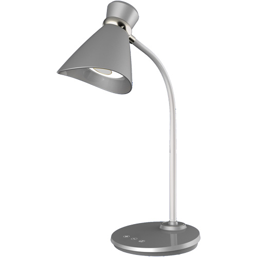 Lampe de bureau, 6 W, DEL, Col 16", Argent NTL Industrial