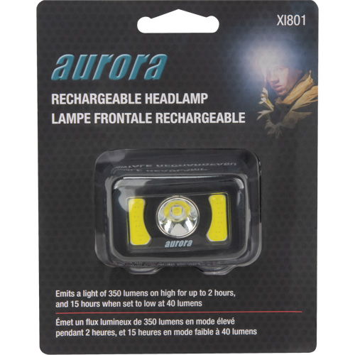 Lampe frontale, DEL, 350 lumens, 2 hres de fonctionnement, piles Rechargeable NTL Industrial