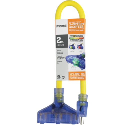 Adaptateur avec d&eacute;tection visuelle de lamp&eacute;rage, Ext&eacute;rieur, AWG 12/3, 15 A, 3 prise(s), 2' NTL Industrial