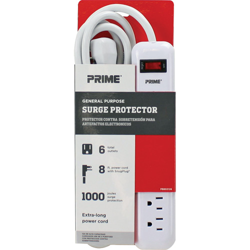 Surge Protector, 6 Outlets, 1000 J, 1875 W, 8' Cord NTL Industrial