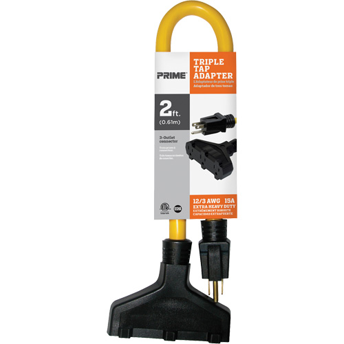 Fiche &agrave; trois prises, Ext&eacute;rieur, STW, AWG 12/3, 15 A, 3 prise(s), 2' NTL Industrial