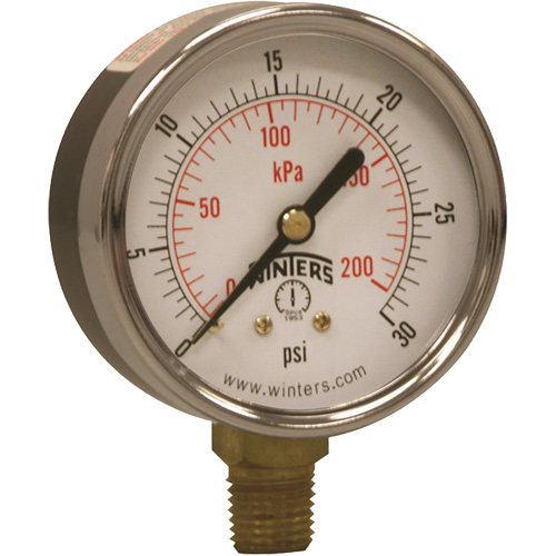 Economy Pressure Gauge, 2-1/2" , 0 - 30 psi, Bottom Mount, Analogue NTL Industrial