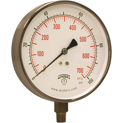 Contractor Pressure Gauge, 4-1/2" , 0 - 100 psi, Bottom Mount, Analogue NTL Industrial