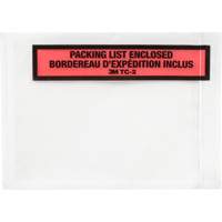 Pochette pour bordereau d'exp&eacute;dition, 5-1/2" lo x 4-1/2" la, Style Insertion par extr&eacute;mit&eacute; NTL Industrial