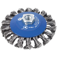 Brosse conique &agrave; m&egrave;ches torsad&eacute;es, Dia. 5", Fils 0,02", Arbre 5/8"-11NC NTL Industrial