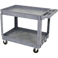 JPTC-3624 Heavy-Duty Polypropylene Shop Cart, 2 Tiers, 46" W x 25-1/2" D x 33-1/4" H, 500 lbs. Cap. NTL Industrial