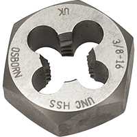 Hexagonal Rethreading Die, 7/10" Dia., 1/4"-28 Thread, High Speed Steel NTL Industrial