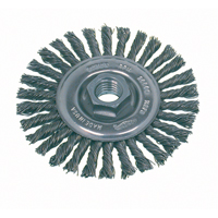 Brosse rotative &agrave; fils nou&eacute;s pour petites meuleuses haute vitesse, pour passe de fond, Dia. 4", Fils 0,02", Arbre 5/8"-11, Acier NTL Industrial