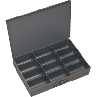 Compartment Scoop Boxes, Steel, 12 Slots, 13 3/8" W x 9-1/4" D x 2" H, Grey NTL Industrial