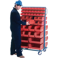 Double-Sided Mobile Bin Rack, Double-sided, 96 bins, 36" W x 24" D x 63" H NTL Industrial