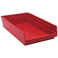 Shelf Bins, 11-1/8" W x 4" H x 17-7/8" D, Red, 40 lbs. Capacity NTL Industrial