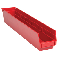 Bacs de rangement pour tablettes, 4-1/8" la x 4" H x 23-5/8" p, Rouge, Capacit&eacute; 50 lb NTL Industrial
