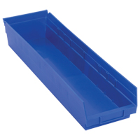Shelf Bins, 6-5/8" W x 4" H x 23-5/8" D, Blue, 50 lbs. Capacity NTL Industrial