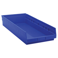 Shelf Bins, 11-1/8" W x 4" H x 23-5/8" D, Blue, 50 lbs. Capacity NTL Industrial
