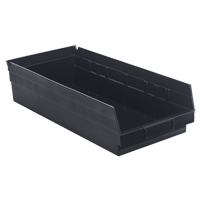 Economy Shelf Bin, 8-3/8" W x 4" H x 17-7/8" D, Black NTL Industrial