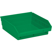 Shelf Bins, 11-1/8" W x 4" H x 11-5/8" D, Green, 30 lbs. Capacity NTL Industrial