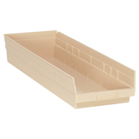 Economy Shelf Bin, 8-3/8" W x 4" H x 23-5/8" D, Ivory, 60 lbs. Capacity NTL Industrial