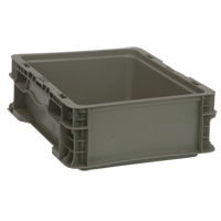 Collapsible Stacking Container, 15" W x 12" D x 5" H, Grey CE988 | NTL Industrial