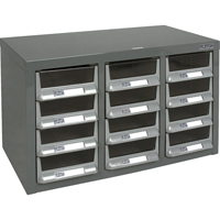 Casiers pour pi&egrave;ces KPC-100 , Acier galvanis&eacute;, 12 tiroirs, 23" x 11-2/5" x 13-4/5", Gris NTL Industrial