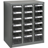 KPC-600 Parts Cabinet, Galvanized Steel, 18 Drawers, 13-9/10" x 8-7/10" x 16-3/10", Grey NTL Industrial