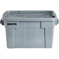Brute Storage Tote with Lid, 27.88” D x 17.38” W x 15.13” H, 160 lbs. Capacity, Grey CF682 | NTL Industrial