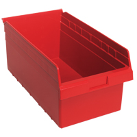 Store-Max Shelf Bins, 11-1/8" W x 8" H x 17-7/8" D, Red, 56 lbs. Capacity NTL Industrial