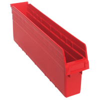 Store-Max Shelf Bins, 4-3/8" W x 8" H x 23-5/8" D, Red, 68 lbs. Capacity NTL Industrial