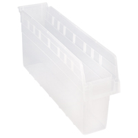 Store-Max Shelf Bins, 4-3/8" W x 8" H x 23-5/8" D, Clear, 68 lbs. Capacity NTL Industrial