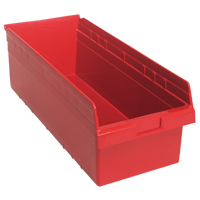 Store-Max Shelf Bins, 11-1/8" W x 8" H x 23-5/8" D, Red, 68 lbs. Capacity NTL Industrial