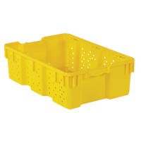 Agricultural Plastic Stack-N-Nest Container, 16" x 23.9" x 7.3", Yellow NTL Industrial