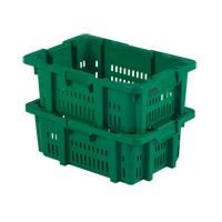 Food Handling Plastic Stack-N-Nest Container, 16" x 23.9" x 8.8", Green NTL Industrial