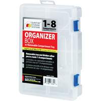 Plastic Compartment Box, 6.25" W x 9.25" D x 2.2" H, 8 Compartments NTL Industrial