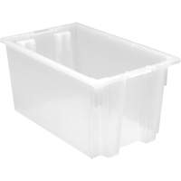 Heavy-Duty Stack & Nest Tote, 12" x 19.5" x 23.5", Clear CG092 | NTL Industrial