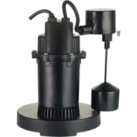 Thermoplastic Submersible Sump Pump, 2560 GPH, 115 V, 4.6 A, 1/3 HP DC842 | NTL Industrial