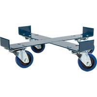 Chariot pour baril, Acier, Capacit&eacute;e 1400 lb, Diam&egrave;tre 24", Roue en &eacute;lastique bleu NTL Industrial