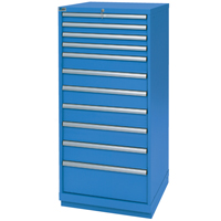 Drawer Cabinets, 11 Drawers, 28-1/4" W x 28-1/2" D x 59-1/2" H, Bright blue NTL Industrial