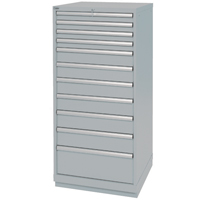 Drawer Cabinets, 11 Drawers, 28-1/4" W x 28-1/2" D x 59-1/2" H, Grey NTL Industrial