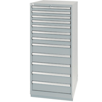 Drawer Cabinets, 12 Drawers, 28-1/4" W x 28-1/2" D x 59-1/2" H, Grey NTL Industrial