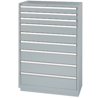 Drawer Cabinets, 9 Drawers, 40-1/4" W x 22-1/2" D x 59-1/2" H, Grey NTL Industrial