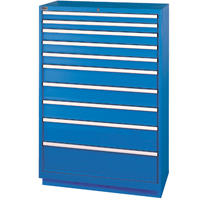 Drawer Cabinets, 10 Drawers, 40-1/4" W x 22-1/2" D x 59-1/2" H, Bright blue NTL Industrial