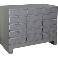 Industrial Drawer Cabinets With Base, 30 Drawers, 34-1/8" W x 12-1/4" D x 26-7/8" H, Grey NTL Industrial