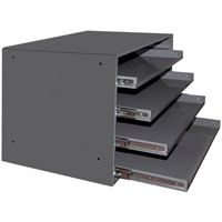 Compartment Box Cabinets, Steel, 4 Slots, 20" W x 15-3/4" D x 15" H, Grey FI361 | NTL Industrial